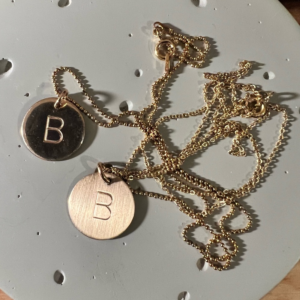 2 Initial “B” Gold Chain Necklaces